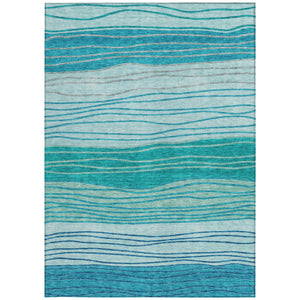 Homeroots 3' Artichoke Green And Taupe Striped Washable Indoor Outdoor Area Rug For Stylish Spaces 3' X 5' Polyester 583882