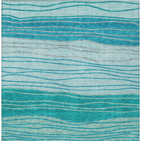 Homeroots 3' Artichoke Green And Taupe Striped Washable Indoor Outdoor Area Rug For Stylish Spaces 5' X 8' Polyester 583883