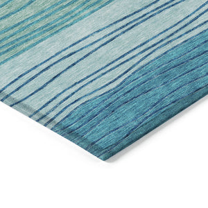 Homeroots 3' Artichoke Green And Taupe Striped Washable Indoor Outdoor Area Rug For Stylish Spaces 5' X 8' Polyester 583883