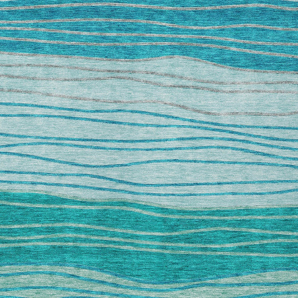 Homeroots 3' Artichoke Green And Taupe Striped Washable Indoor Outdoor Area Rug For Stylish Spaces 5' X 8' Polyester 583883