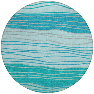 Homeroots 3' Artichoke Green And Taupe Striped Washable Indoor Outdoor Area Rug For Stylish Spaces 8' Round Polyester 583884