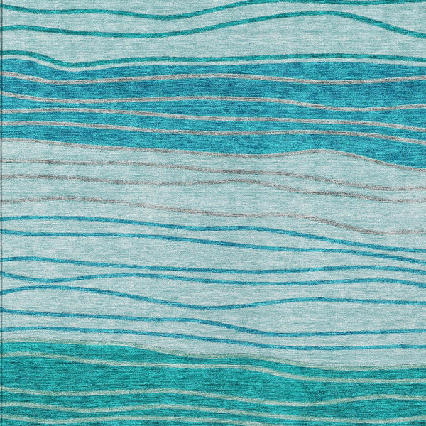 Homeroots 3' Artichoke Green And Taupe Striped Washable Indoor Outdoor Area Rug For Stylish Spaces 8' X 10' Polyester 583885