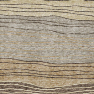 Homeroots 3' Artichoke Green And Taupe Striped Washable Indoor Outdoor Area Rug For Stylish Spaces 3' X 5' Polyester 583888