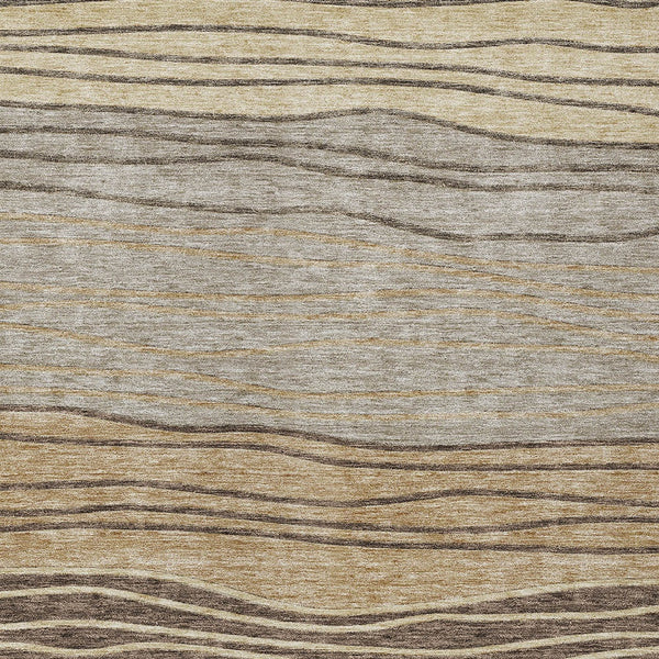 Homeroots 3' Artichoke Green And Taupe Striped Washable Indoor Outdoor Area Rug For Stylish Spaces 3' X 5' Polyester 583888