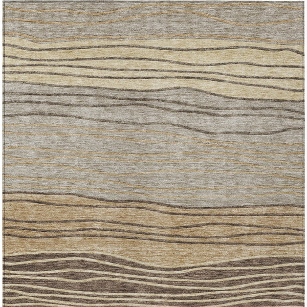 Homeroots 3' Artichoke Green And Taupe Striped Washable Indoor Outdoor Area Rug For Stylish Spaces 5' X 8' Polyester 583889