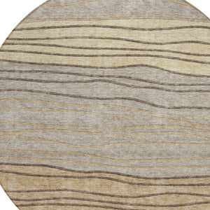 Homeroots 3' Artichoke Green And Taupe Striped Washable Indoor Outdoor Area Rug For Stylish Spaces 8' Round Polyester 583890