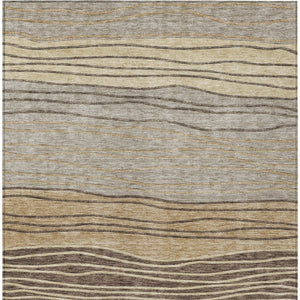 Homeroots 3' Artichoke Green And Taupe Striped Washable Indoor Outdoor Area Rug For Stylish Spaces 8' X 10' Polyester 583891