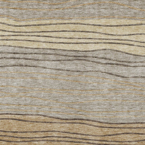 Homeroots 3' Artichoke Green And Taupe Striped Washable Indoor Outdoor Area Rug For Stylish Spaces 8' X 10' Polyester 583891