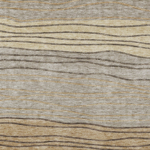 Homeroots 3' Artichoke Green And Taupe Striped Washable Indoor Outdoor Area Rug For Stylish Spaces 8' X 10' Polyester 583891