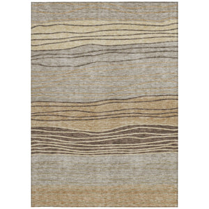 Homeroots 3' Artichoke Green And Taupe Striped Washable Indoor Outdoor Area Rug For Stylish Spaces 9' X 12' Polyester 583892