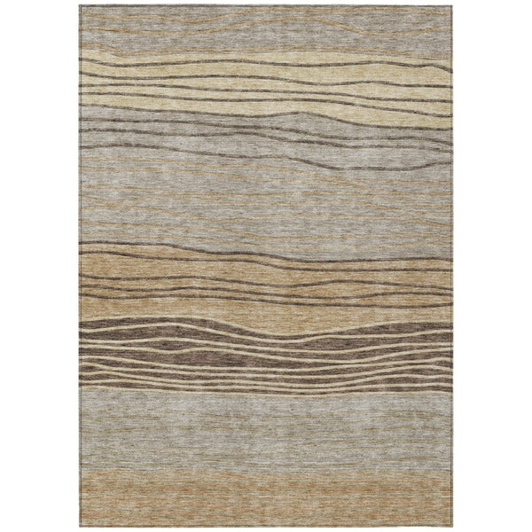 HomeRoots 9' Durable Taupe Brown and Beige Striped Indoor Outdoor Area Rug for Easy Care and Style Upgrade 9' X 12' 583892