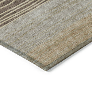 Homeroots 3' Artichoke Green And Taupe Striped Washable Indoor Outdoor Area Rug For Stylish Spaces 9' X 12' Polyester 583892