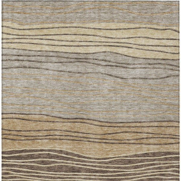 Homeroots 3' Artichoke Green And Taupe Striped Washable Indoor Outdoor Area Rug For Stylish Spaces 9' X 12' Polyester 583892