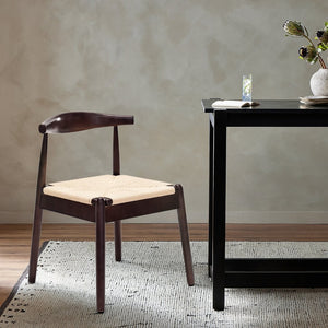 English Elm Weave Dining Chairs Set Of 2 - Mid-Century Modern Oak Frame With Handwoven Seats For Any Space T3623P371951-GIGA