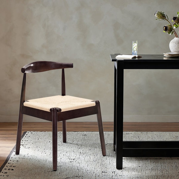 English Elm Weave Dining Chairs Set Of 2 - Mid-Century Modern Oak Frame With Handwoven Seats For Any Space T3623P371951-GIGA