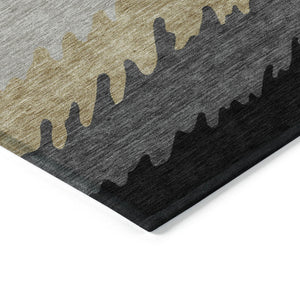 Homeroots 3' Black Charcoal And Silver Striped Area Rug - Stylish, Washable, Durable For Indoor & Outdoor Use 3' X 5' Polyester 583900