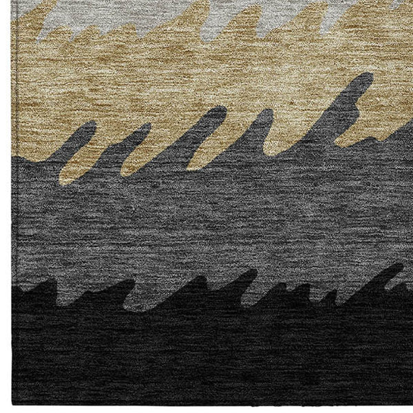 Homeroots 3' Black Charcoal And Silver Striped Area Rug - Stylish, Washable, Durable For Indoor & Outdoor Use 3' X 5' Polyester 583900