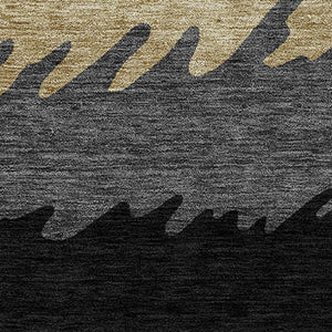 Homeroots 3' Black Charcoal And Silver Striped Area Rug - Stylish, Washable, Durable For Indoor & Outdoor Use 5' X 8' Polyester 583901