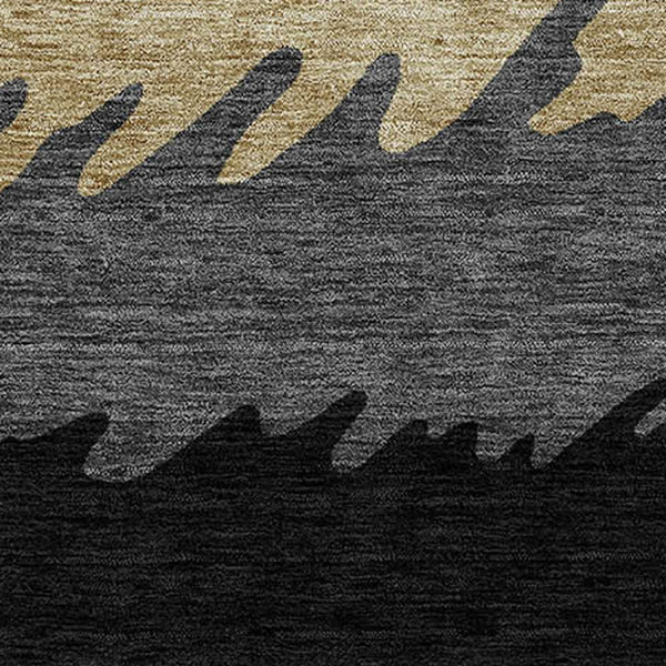 Homeroots 3' Black Charcoal And Silver Striped Area Rug - Stylish, Washable, Durable For Indoor & Outdoor Use 5' X 8' Polyester 583901