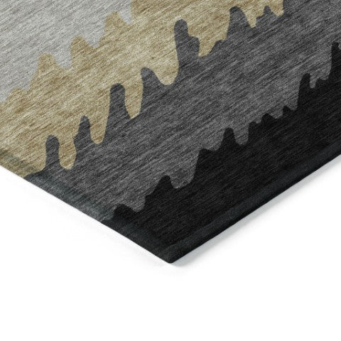 Homeroots 3' Black Charcoal And Silver Striped Area Rug - Stylish, Washable, Durable For Indoor & Outdoor Use 8' X 10' Polyester 583903