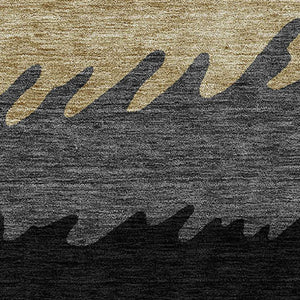 Homeroots 3' Black Charcoal And Silver Striped Area Rug - Stylish, Washable, Durable For Indoor & Outdoor Use 9' X 12' Polyester 583904