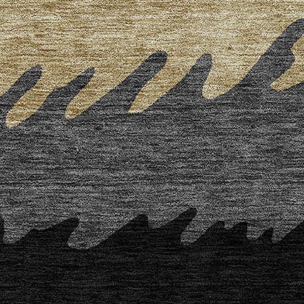 Homeroots 3' Black Charcoal And Silver Striped Area Rug - Stylish, Washable, Durable For Indoor & Outdoor Use 9' X 12' Polyester 583904