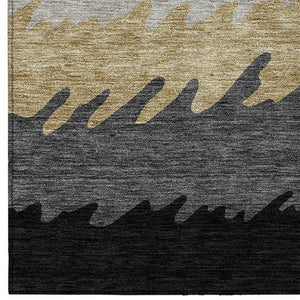 Homeroots 3' Black Charcoal And Silver Striped Area Rug - Stylish, Washable, Durable For Indoor & Outdoor Use 10' X 14' Polyester 583905