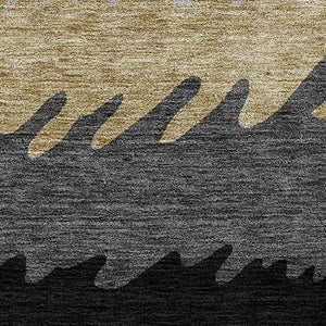 Homeroots 3' Black Charcoal And Silver Striped Area Rug - Stylish, Washable, Durable For Indoor & Outdoor Use 10' X 14' Polyester 583905