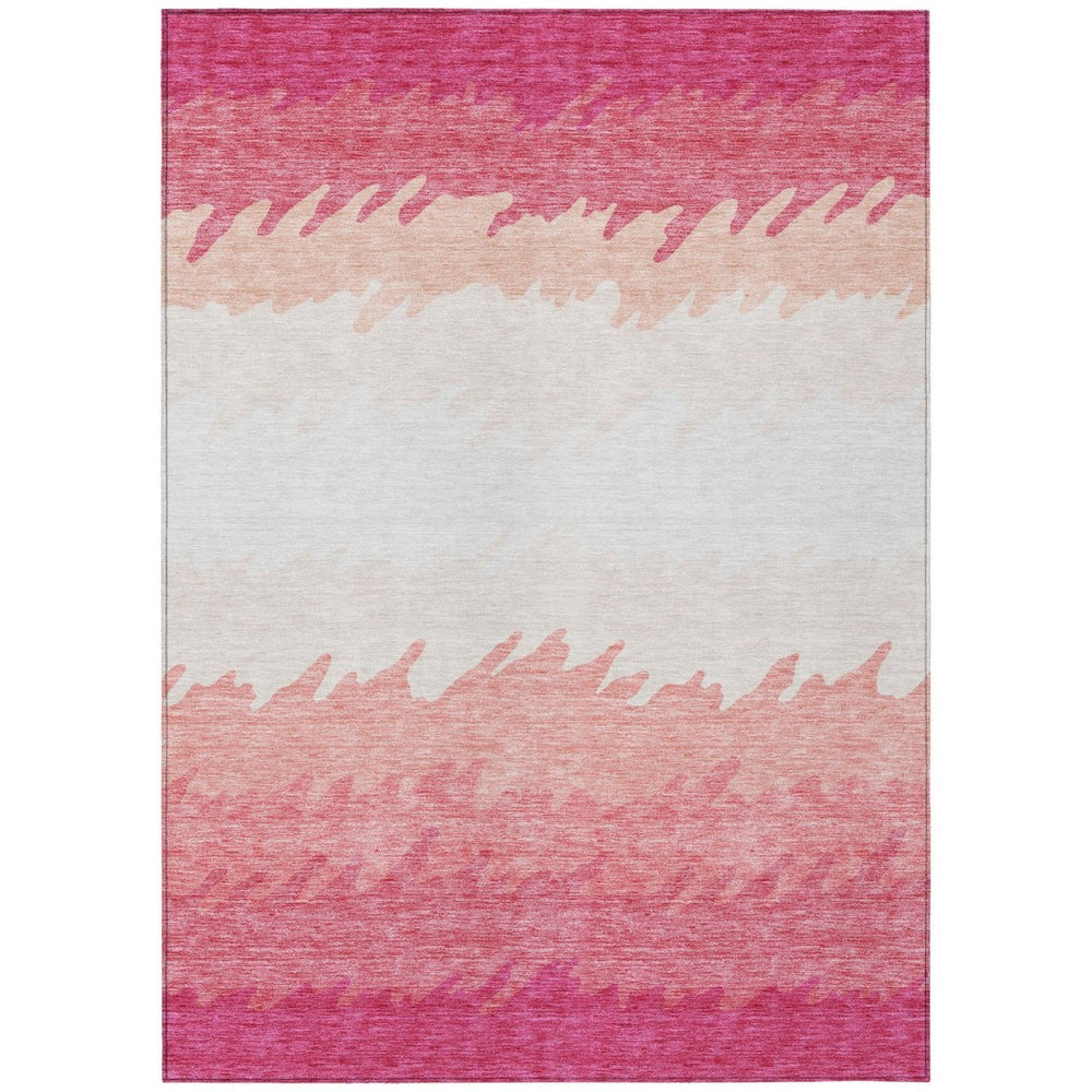 HomeRoots 5' Blush Pink and Ivory Striped Area Rug - Durable, Washable, Ideal for Indoor and Outdoor Use 5' X 8' 583907
