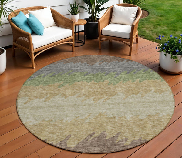 Homeroots 3' Black Charcoal And Silver Striped Area Rug - Stylish, Washable, Durable For Indoor & Outdoor Use 8' Round Polyester 583914