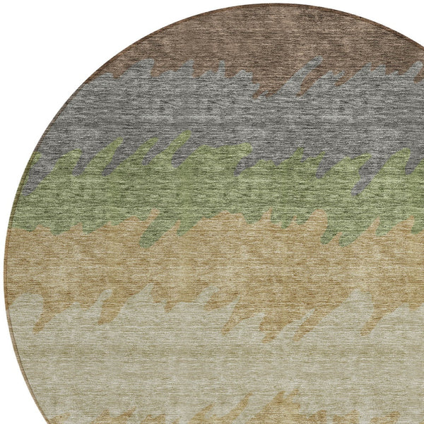 Homeroots 3' Black Charcoal And Silver Striped Area Rug - Stylish, Washable, Durable For Indoor & Outdoor Use 8' Round Polyester 583914