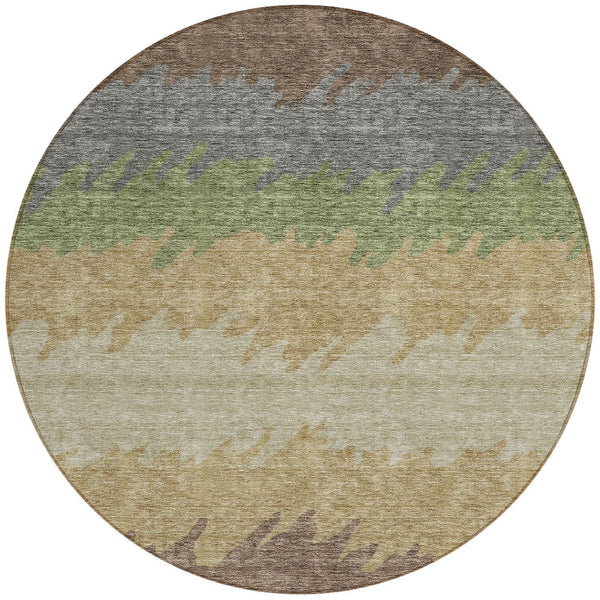 Homeroots 3' Black Charcoal And Silver Striped Area Rug - Stylish, Washable, Durable For Indoor & Outdoor Use 8' Round Polyester 583914