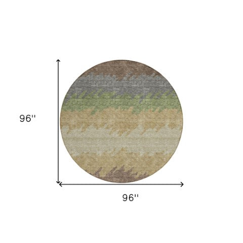 Homeroots 3' Black Charcoal And Silver Striped Area Rug - Stylish, Washable, Durable For Indoor & Outdoor Use 8' Round Polyester 583914