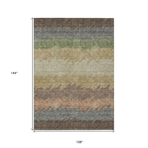 Homeroots 3' Black Charcoal And Silver Striped Area Rug - Stylish, Washable, Durable For Indoor & Outdoor Use 9' X 12' Polyester 583916