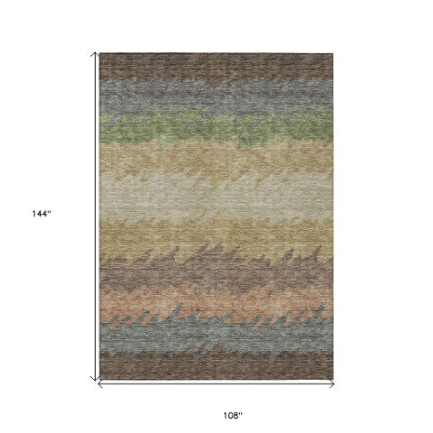 Homeroots 3' Black Charcoal And Silver Striped Area Rug - Stylish, Washable, Durable For Indoor & Outdoor Use 9' X 12' Polyester 583916