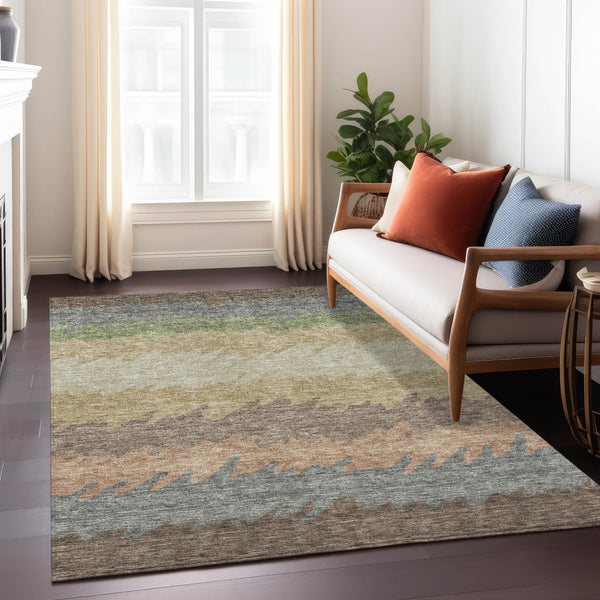 Homeroots 3' Black Charcoal And Silver Striped Area Rug - Stylish, Washable, Durable For Indoor & Outdoor Use 9' X 12' Polyester 583916