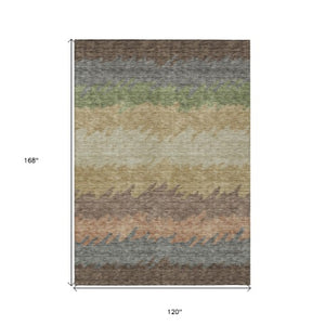 Homeroots 3' Black Charcoal And Silver Striped Area Rug - Stylish, Washable, Durable For Indoor & Outdoor Use 10' X 14' Polyester 583917