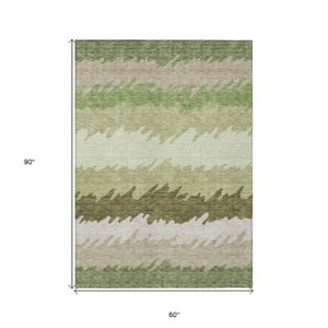 Homeroots 3' Black Charcoal And Silver Striped Area Rug - Stylish, Washable, Durable For Indoor & Outdoor Use 5' X 8' Polyester 583919