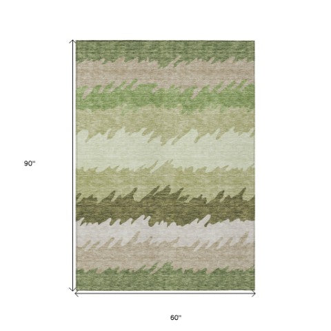 Homeroots 3' Black Charcoal And Silver Striped Area Rug - Stylish, Washable, Durable For Indoor & Outdoor Use 5' X 8' Polyester 583919