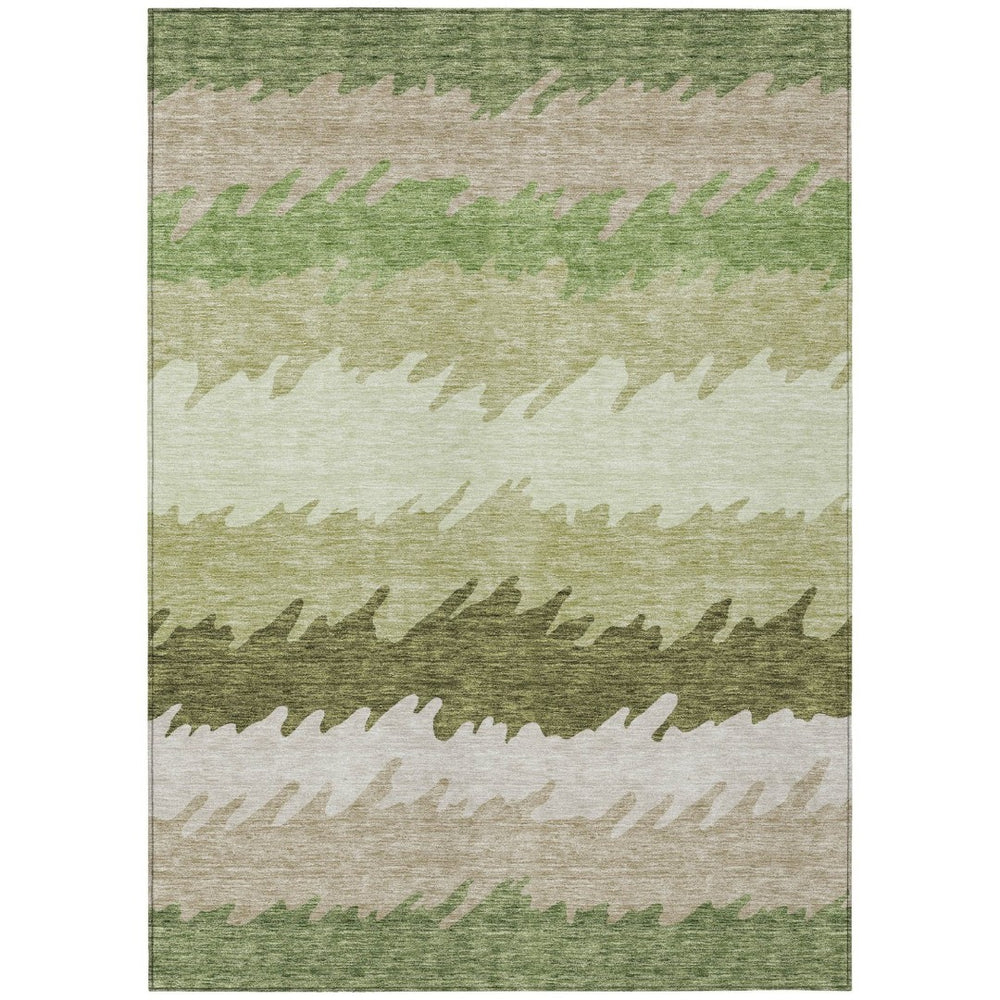 HomeRoots 9' Beige and Olive Green Striped Area Rug - Perfect for Indoor and Outdoor Spaces, Easy to Clean 9' X 12' 583922