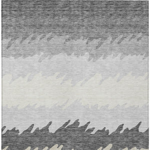 Homeroots 3' Black Charcoal And Silver Striped Area Rug - Stylish, Washable, Durable For Indoor & Outdoor Use 5' X 8' Polyester 583925