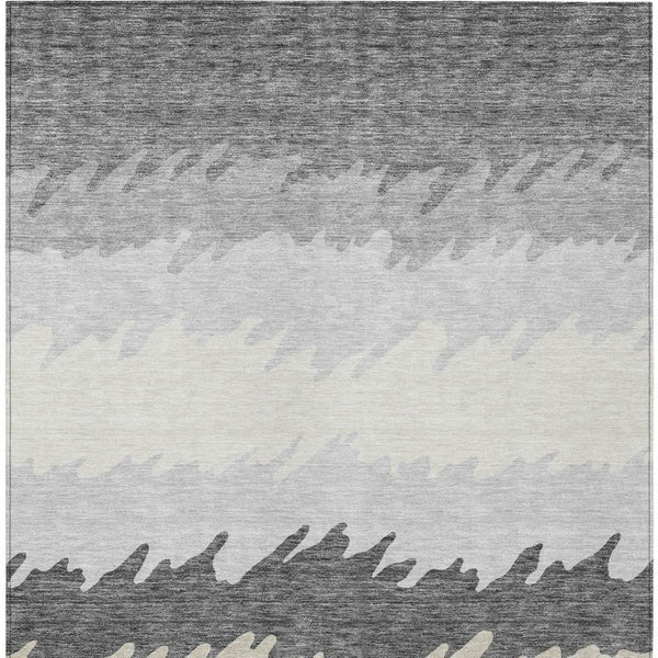 Homeroots 3' Black Charcoal And Silver Striped Area Rug - Stylish, Washable, Durable For Indoor & Outdoor Use 5' X 8' Polyester 583925