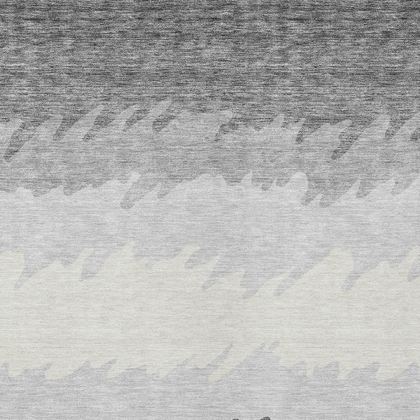 Homeroots 3' Black Charcoal And Silver Striped Area Rug - Stylish, Washable, Durable For Indoor & Outdoor Use 5' X 8' Polyester 583925