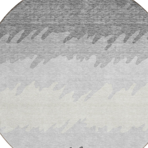 Homeroots 3' Black Charcoal And Silver Striped Area Rug - Stylish, Washable, Durable For Indoor & Outdoor Use 8' Round Polyester 583926