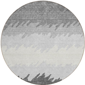 Homeroots 3' Black Charcoal And Silver Striped Area Rug - Stylish, Washable, Durable For Indoor & Outdoor Use 8' Round Polyester 583926