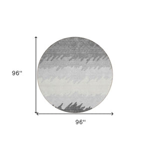 Homeroots 3' Black Charcoal And Silver Striped Area Rug - Stylish, Washable, Durable For Indoor & Outdoor Use 8' Round Polyester 583926