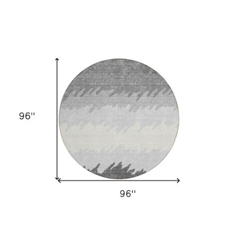 Homeroots 3' Black Charcoal And Silver Striped Area Rug - Stylish, Washable, Durable For Indoor & Outdoor Use 8' Round Polyester 583926