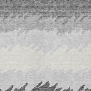 Homeroots 3' Black Charcoal And Silver Striped Area Rug - Stylish, Washable, Durable For Indoor & Outdoor Use 8' X 10' Polyester 583927