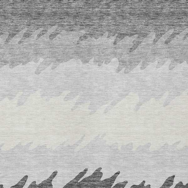 Homeroots 3' Black Charcoal And Silver Striped Area Rug - Stylish, Washable, Durable For Indoor & Outdoor Use 8' X 10' Polyester 583927