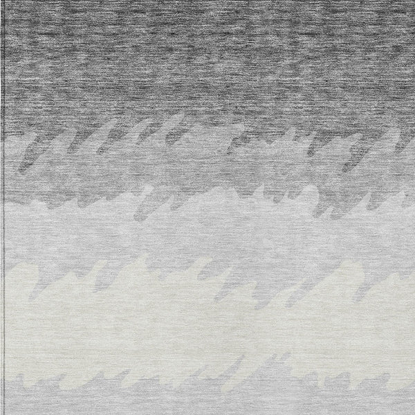 Homeroots 3' Black Charcoal And Silver Striped Area Rug - Stylish, Washable, Durable For Indoor & Outdoor Use 9' X 12' Polyester 583928